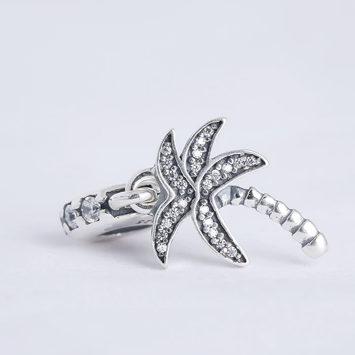 

New Summer collection 925 sterling silver pave palm tree dangle charms with cz Suitable for Pandora Charm Bracelets & Necklaces