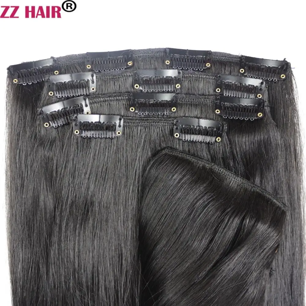 ZZHAIR 100 г-140 г 1"-24" волосы remy для машинного изготовления 7 шт. в наборе человеческие волосы для наращивания на всю голову набор Натуральные Прямые Волосы