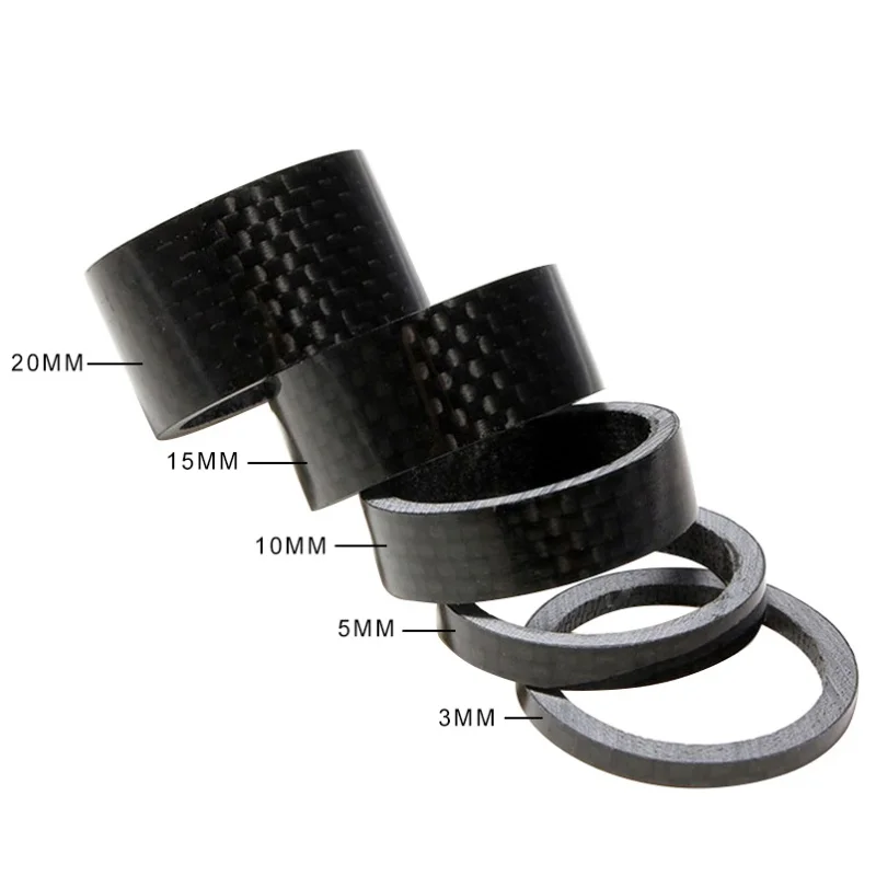 

5Pcs Bicycle Headset Carbon Fiber Washer Set Bike Headset Stem Spacers Kit For Bike Fix Refit 3mm 5mm 10mm 15mm 20mm