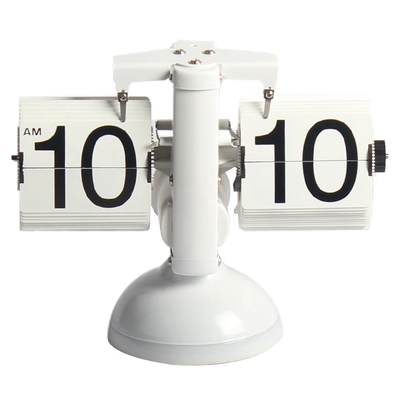 

Flip Table Clock, Night Light, Sound Control Lamp, Led Desktop Clock, Quartz Movement, Automatic Flip Table Clock White + Blue