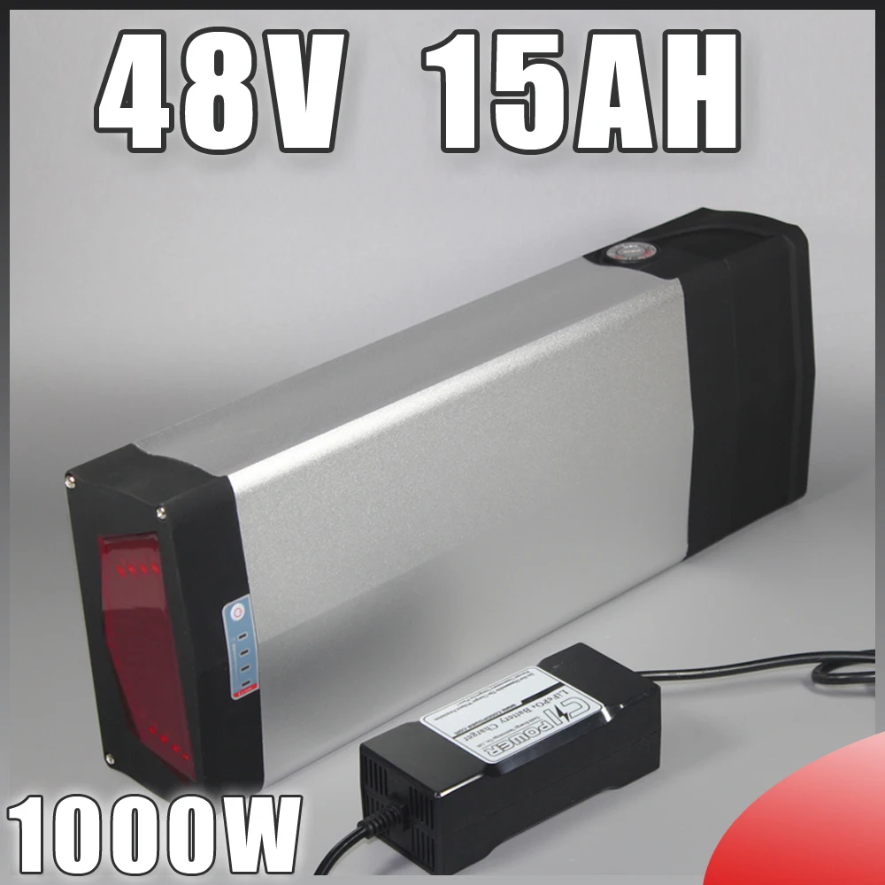 48v 1000w Electric Bike Lithium Ion Battery 48v 15ah Rear Rack With Led ...