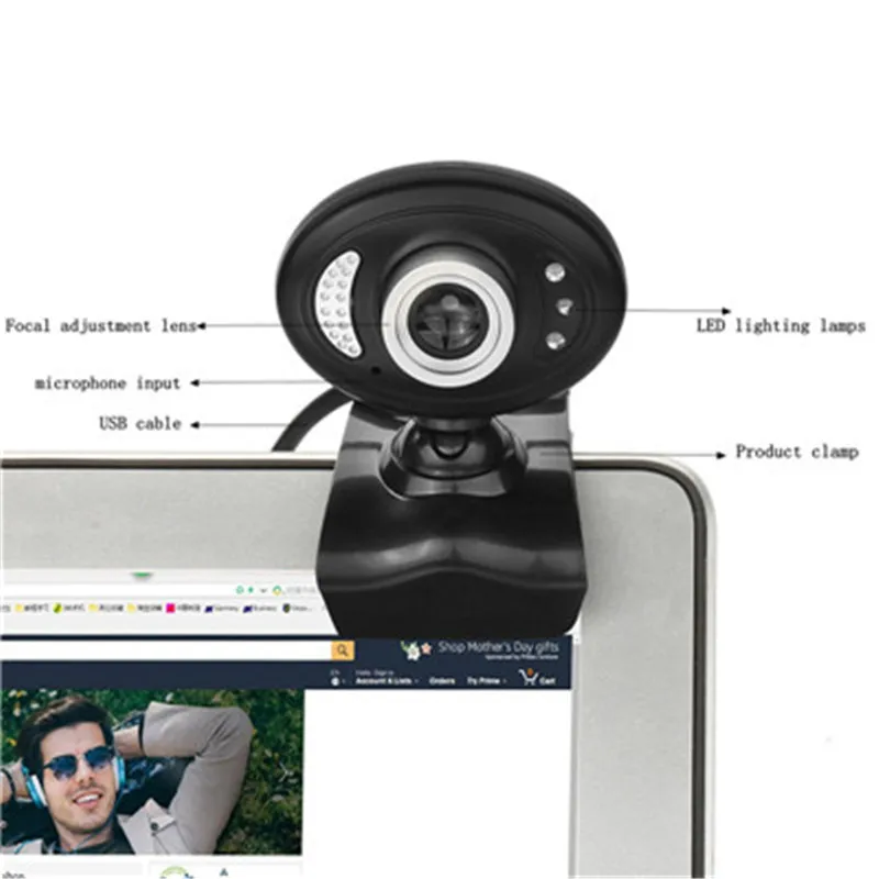 Веб-камера HD 720 P 16 мегапикселей USB 2,0 с микрофоном для компьютера ПК ноутбук jh0425