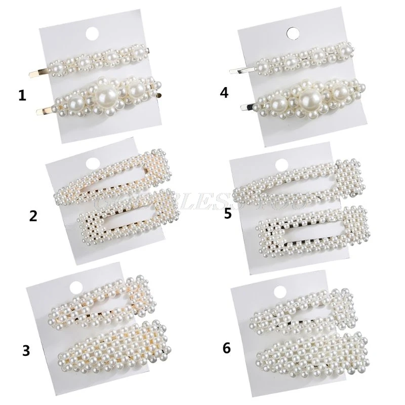 2pcs/set Fashion Women Imitation Pearl Hair Clip Snap Barrette Stick Hairpin Hair Accessories Elegant Headdress 2pcs/set Fashion Women Imitation Pearl Hair Clip Snap Barrette Stick Hairpin Hair Accessories Elegant Headdress