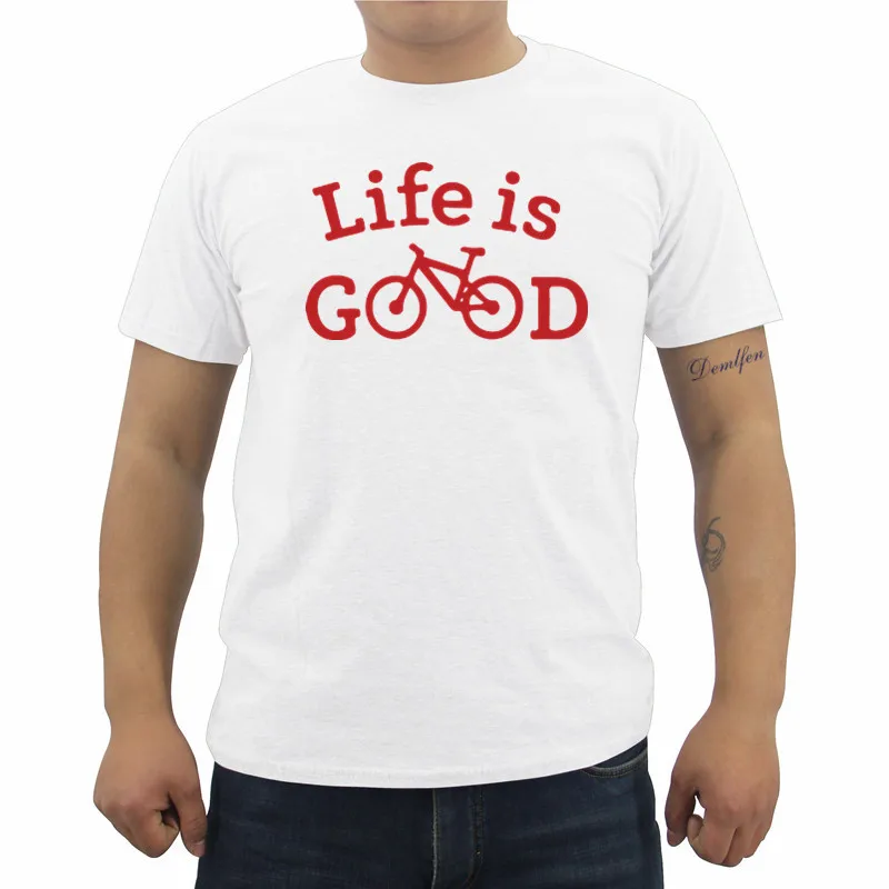 Life Is Good Funny Bicycle T shirts Men Summer Cool Printed T Shirt ...