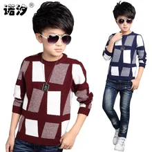 Одежда для мальчиков детские теплые хлопковые свитера с круглым вырезом детская зимняя Осенняя вязаная кофта с длинными рукавами для детей от 3 до 13 лет, Детский свитер