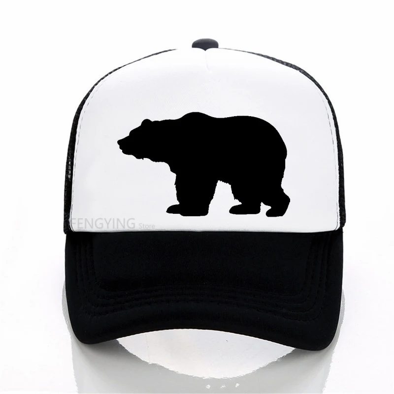 

Brown Bear print Baseball Cap Men Women Snapback Caps Breathable Mesh Hip Hop Hats Unisex Casual Bear Bone Casquette