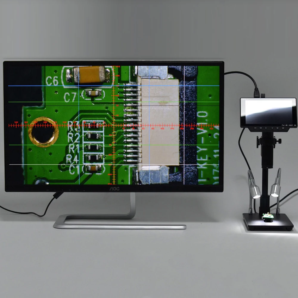 220V Digital Microscope 5 Inch USB WIFI Digital Industry Microscope Camera 150X C-mount Lens 1/2.3 Imaging Sensor EU HY-1070