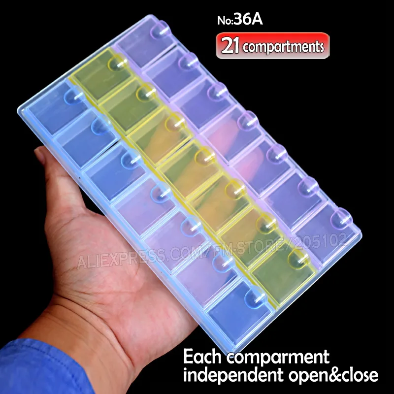 

21 compartments Accessory Box Storage for DIY Nail Art Jewelry beads Crafts , portable Organizer container case