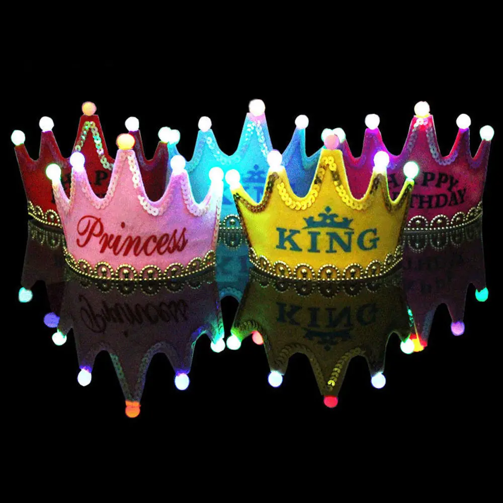 Принцесса светодиодный свет шляпы для вечеринки по случаю Дня рождения Корона День рождения кепки для детей