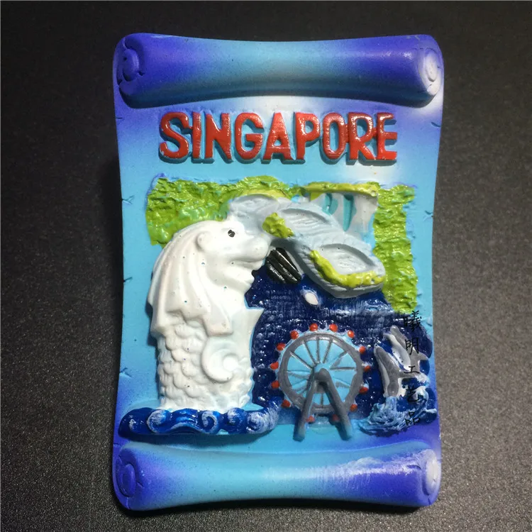 Туристические сувениры со всего мира магнит на холодильник Сингапур пейзаж смола магнит на холодильник наклейки на холодильник украшения для дома подарки