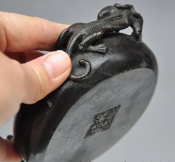 

S0327 5" marked chinese bronze 2 brave troops pixiu beast statue Incense Burner Censer