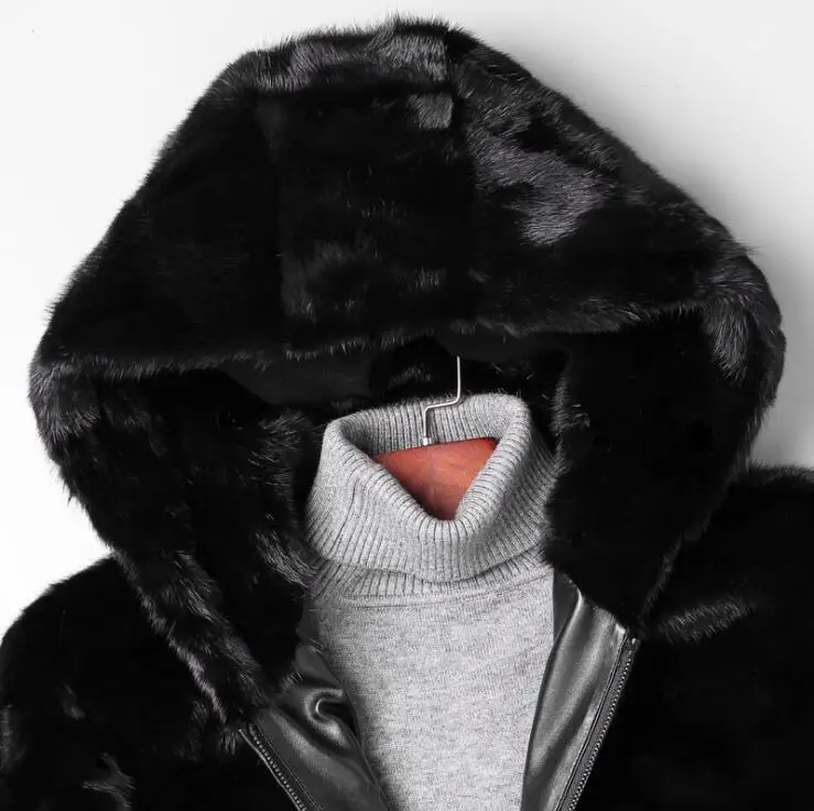 Мужские зимние пальто из натурального меха енота S1026-002