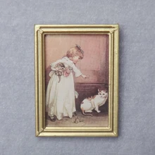 Мини рамки картина Твердый Деревянный Кукольный дом Деревянные маленькие 1/12 весы