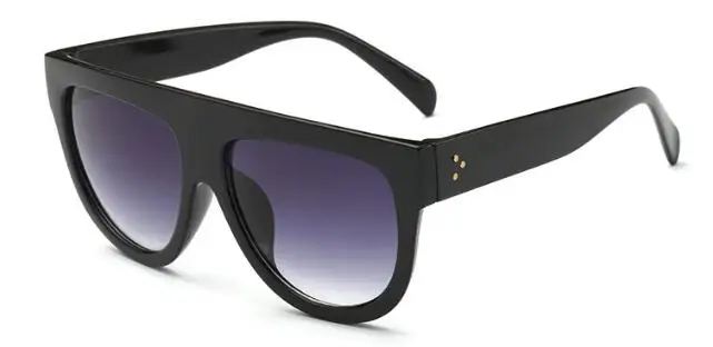 Солнцезащитные очки с плоским верхом, Ретро стиль, женские роскошные брендовые солнцезащитные очки, градиентные солнцезащитные очки Blakc Shield, женские классические дизайнерские солнцезащитные очки UV400 - Цвет линз: C1 bright black