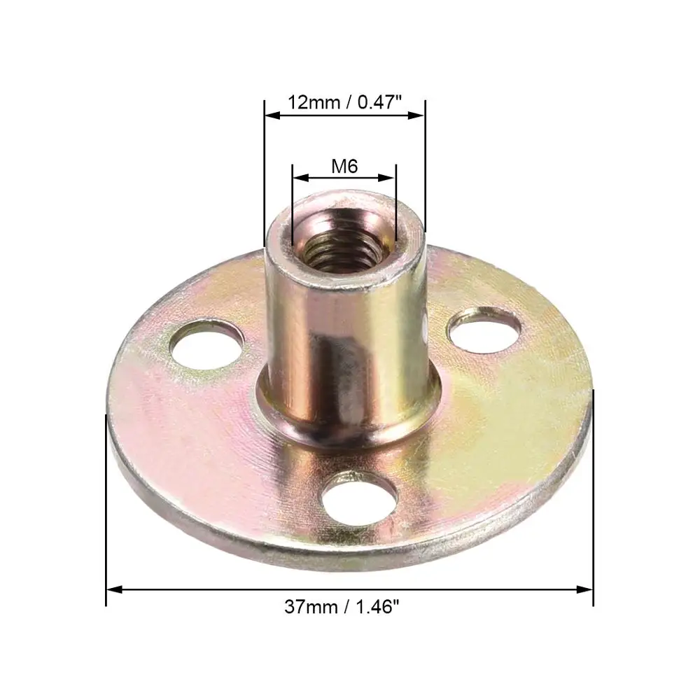 Uxcell 10 шт. M6 M8 M10 углеродистая сталь круглое основание винт-в t-гайка 5/1" x36x2.5 мм 3/8" x36x2.5 мм Брэд отверстие для деревянной мебели