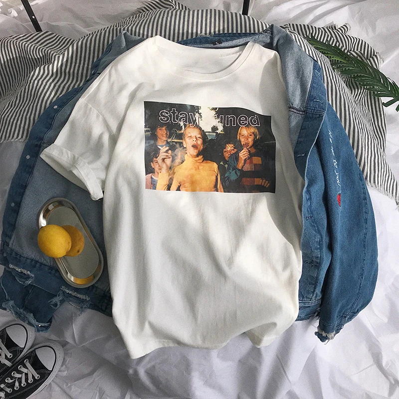 

Summer new European and American fashion characters printing short-sleeved T-shirt female Harajuku loose casual T-shirt tops