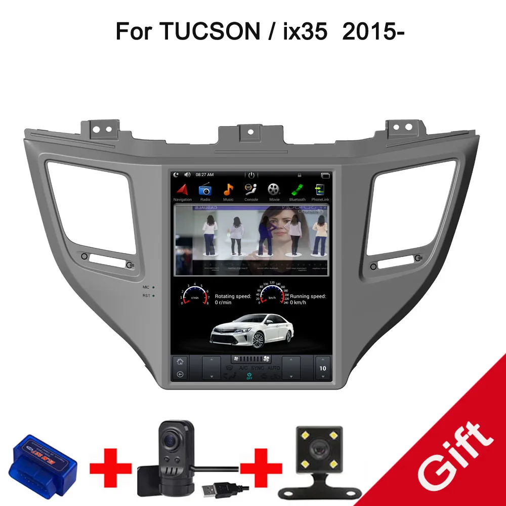 

10.4" Tesla Type Android 7.1/6.0 Fit HYUNDAI TUCSON IX35/TUCSON 2015 2016 2017 2018 - Car DVD Player Navigation GPS Radio