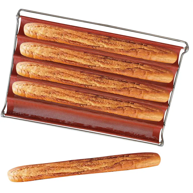 40X60CM Perforated Non Stick silicone baguette tray Silicone French