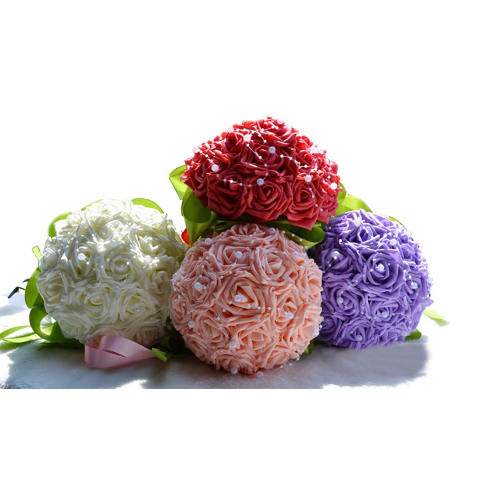 Ручной работы пасторальный искусственный букет из искусственных цветов Искусственные розы жемчуг свадебный держащий Искусственные цветы