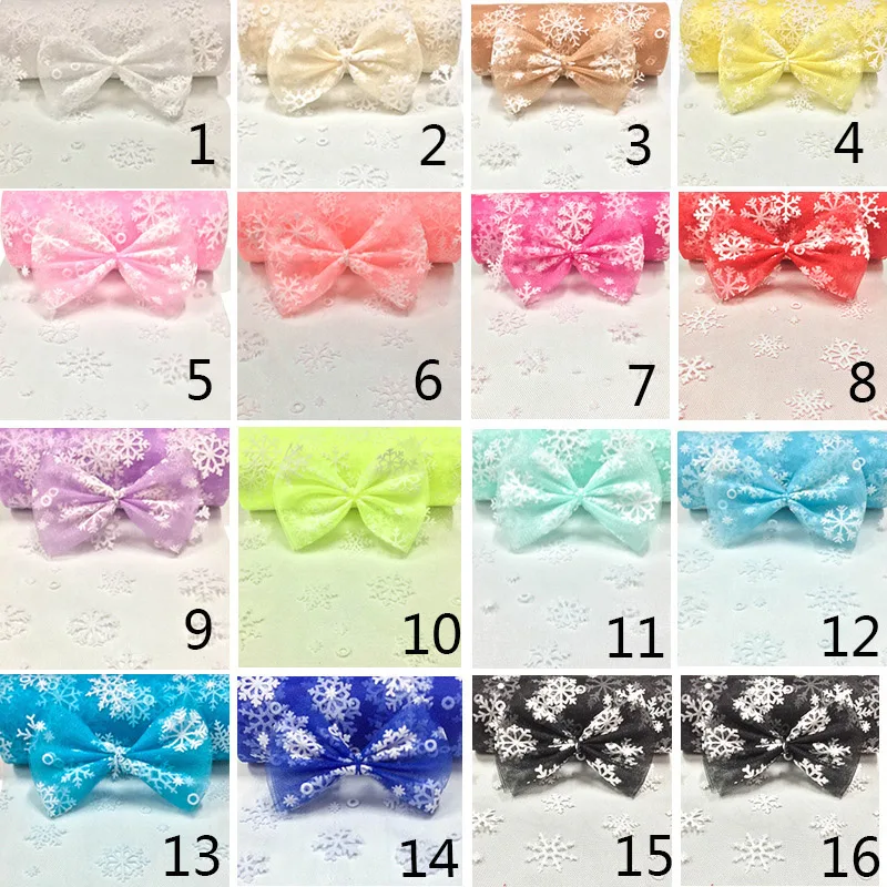 6inch*10Y Snowflake Printed Organza Tulle Rolls for Christmas Decoration Frozen Party Tutu Skirt Wedding Dress Supplies Deco