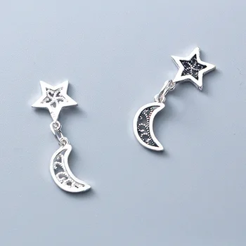 

925 Sterling Silver Hollow Out Star+Moon Charm Set Fashion Women Deoration S925 Silver Small Pendant DIY Jewelry Accessories