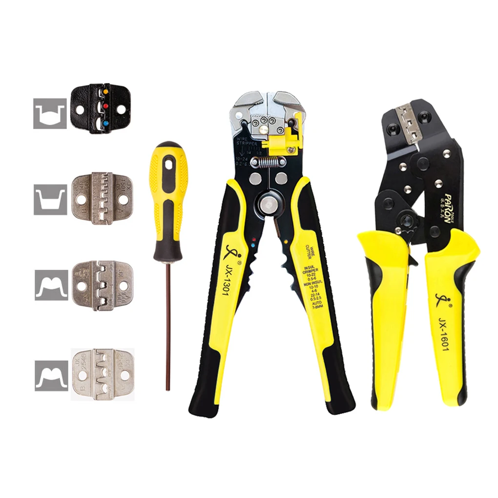 

PARON 4 In 1 wire Crimper Hand Tools Kit Engineering Ratcheting Terminal Crimping Pliers wire Crimpe+ Wire Stripper+ Screwdiver