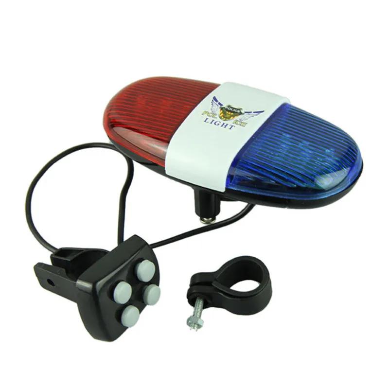 Bike Handle Bell Bicycle Police Super Light 6 LED Light 4 Sounds