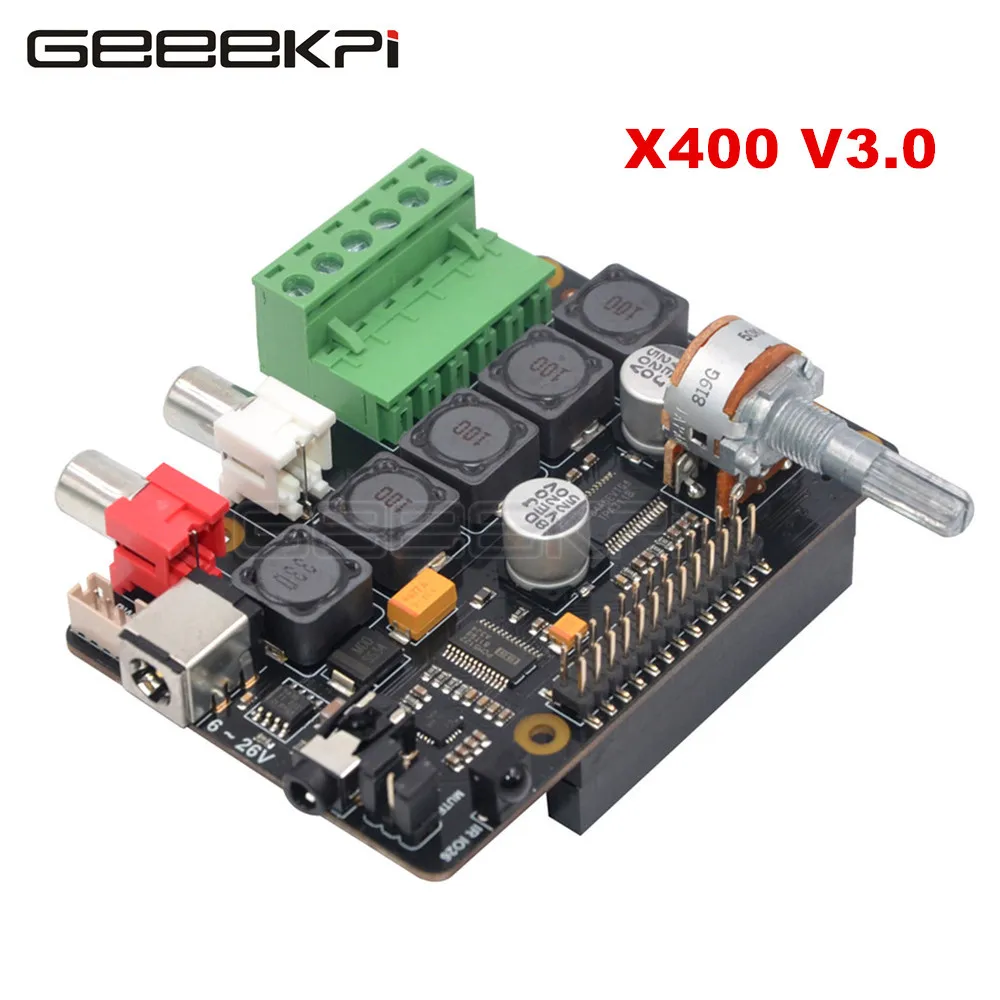 

GeeekPi X400 V3.0 DAC + AMP Expansion Board with Full-HD Audio / Optional Metal Case Enclosure for Raspberry Pi 3 B+ / 3 B / 2 B