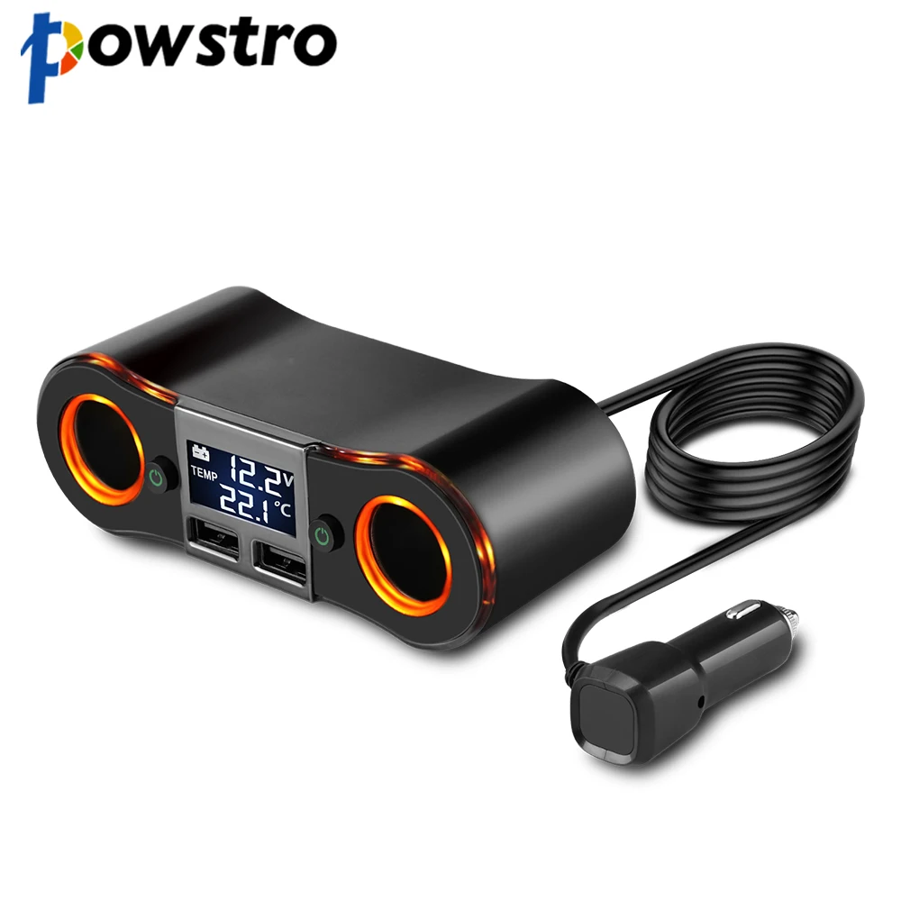 

Powstro 3.5A Dual USB Car Charger LED Display for iPhone for Samsung Xiaomi Car Cigarette Lighter Socket Splitter Power Adapter