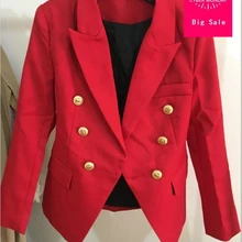 Европейская станция Весенняя женская новая модная брендовая модель драпированный двубортный приталенный пиджак с золотыми пряжками одежда звезды wq01