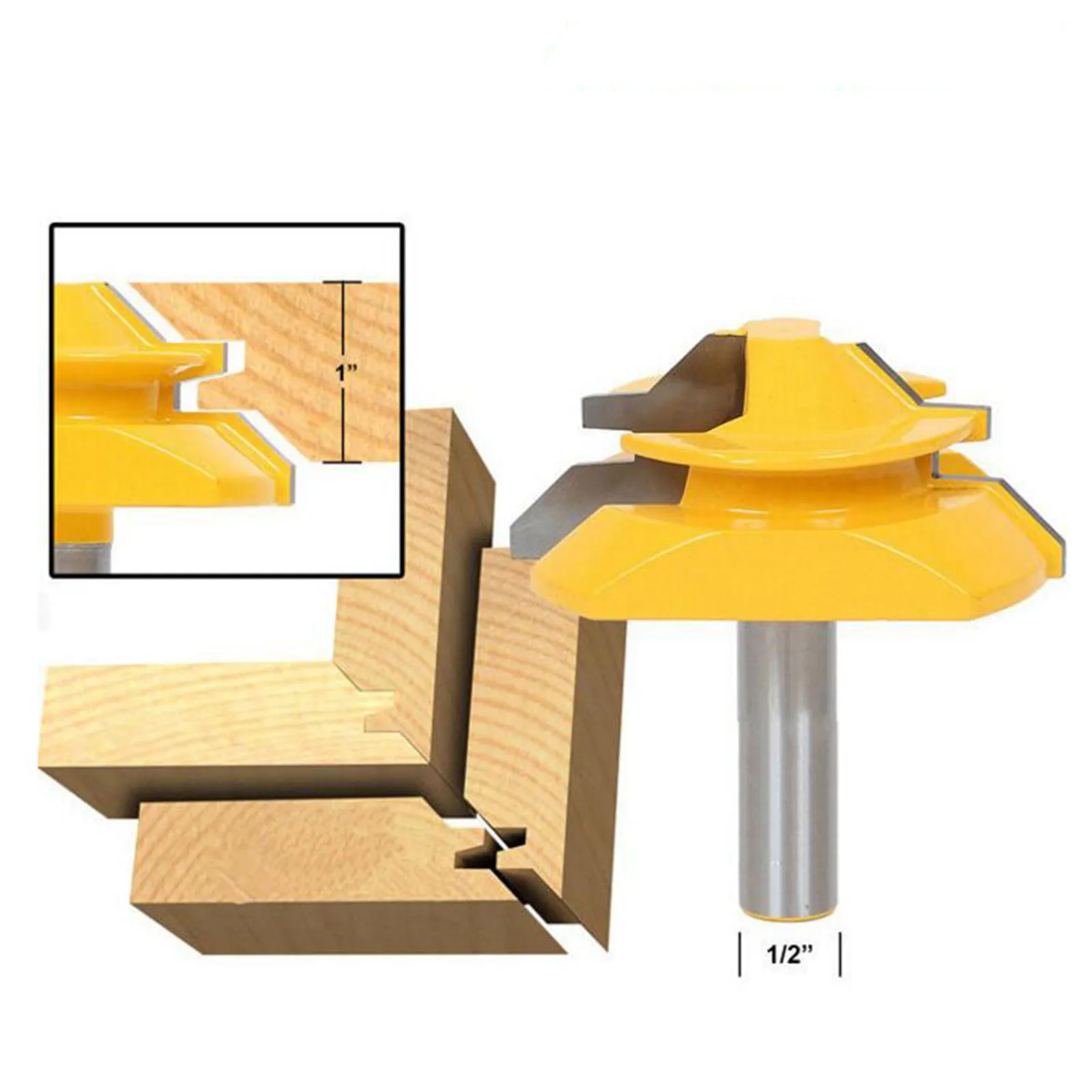 

DRELD 1pc 1/2*2-3/4 Woodworking Tools 45 Degree Lock Miter Router Bit Wood Drilling 1/2 Inch Shank Tenon Milling Cutter Tools