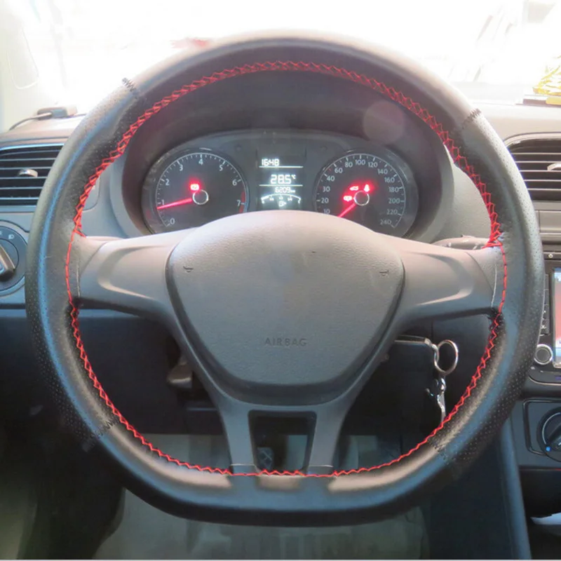 DIY Hand-stitched Genuine Cowhide Car Braid Leather Car Steering Wheel Cover For D Style Auto Accessories Black 36CM/38CM/40CM DIY Hand-stitched Genuine Cowhide Car Braid Leather Car Steering Wheel Cover For D Style Auto Accessories Black 36CM/38CM/40CM