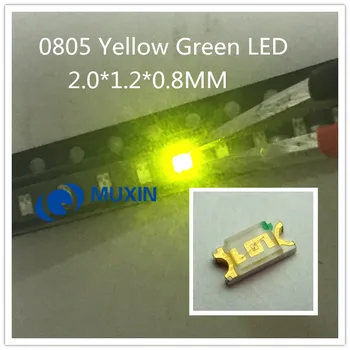 

500pcs 0805(2012) Yellow Green LED SMD Chip Bulb Lamp Surface Mount SMT Bead Ultra Bright Light Emitting Diode DIY Highlight