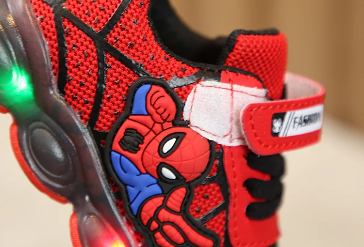 children kids tenis led spiderman shoes for boys girls rubber mesh luminous sneakers baby tenis led kids shoes sneakers