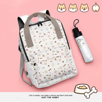 

Anime around Floral Shiba Backpack Large-Capacity Travel Leisure Bag lovely Girl SchoolBags Water repellent Backpack
