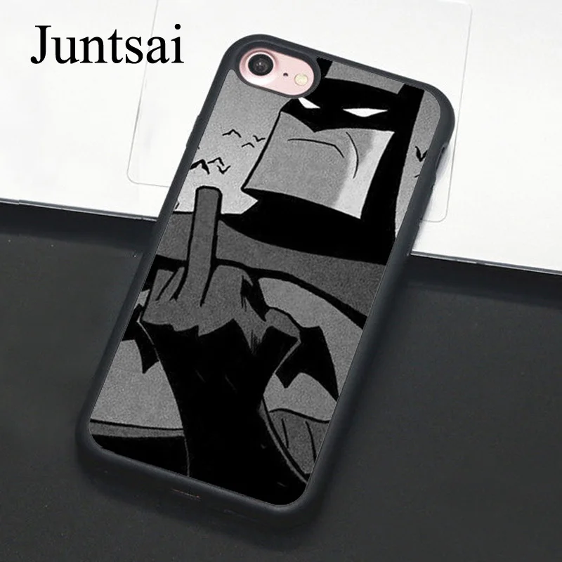 Kopen Juntsai Batman Comic Telefoon Case Voor iPhone 7 6 6 s Plus Volledige Achterkant Zachte TPU Gevallen Voor iPhone7 8 Plus X 5 5 s SE