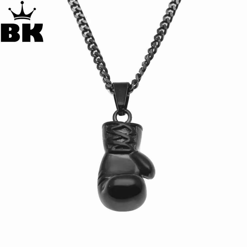 Black Boxing Glove Pendant Charm Necklace Sport Boxing Jewelry