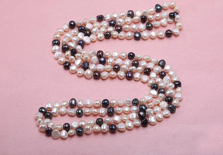 

50'' 65'' 80'' 127cm 200cm Women Jewelry AAA natural pearl 9mm white black colors baroque freshwater pearl necklace top quality