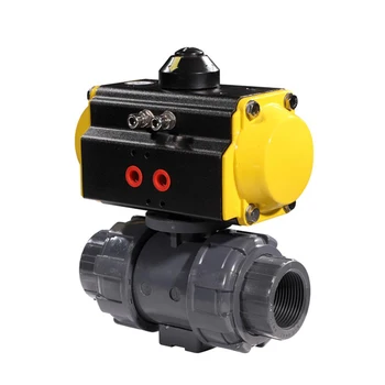 

DN32 1 1/4" Economic UPVC Spring Return Double Union Plastic Pneumatic Ball Valve Double Acting PVC Air Control Valve
