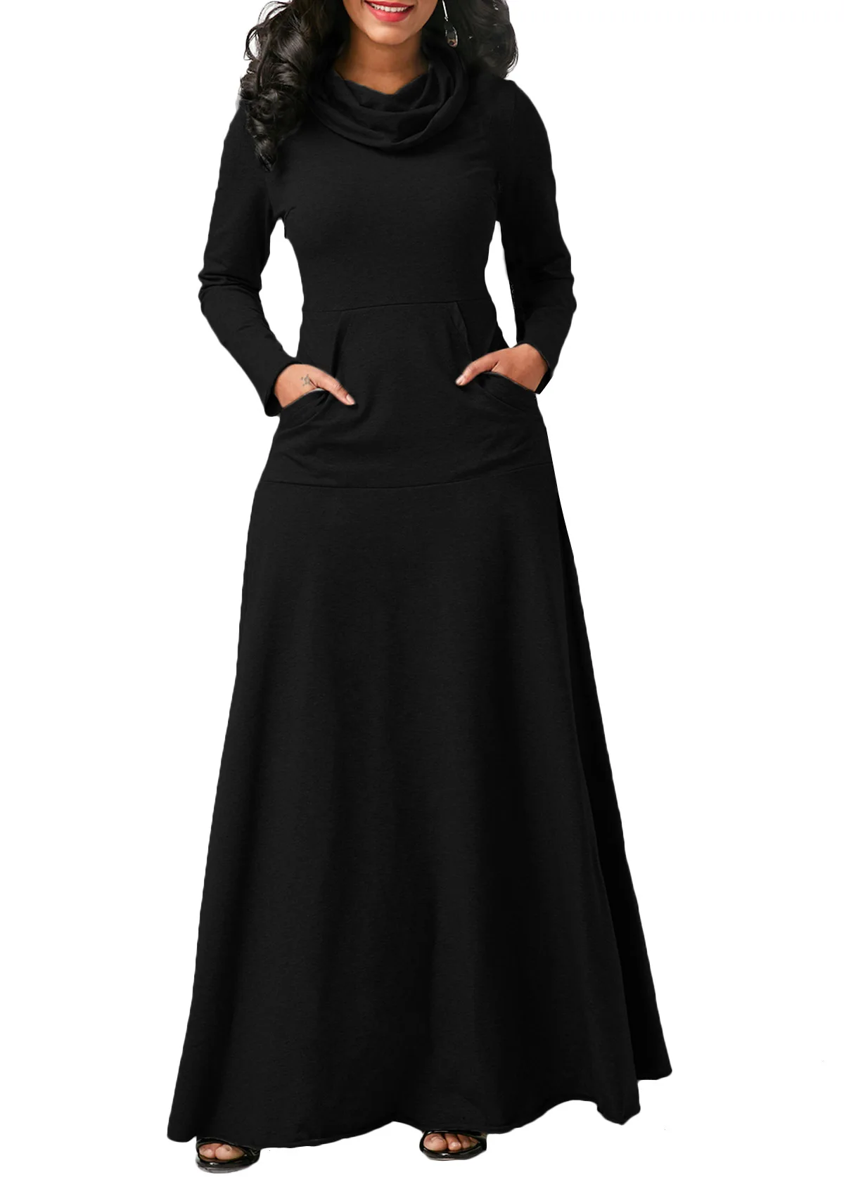 Хлопчатобумажное платье с шарфом с воротником-платкой Длинное длинное платье-макси с длинными рукавами и длинными рукавами