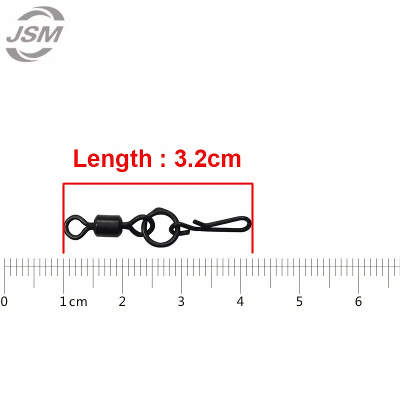 JSM 50 шт. Матовый Черный Рыбалка Rolling поворотный с быстрой заменой оснастки Карп Сабики установки разъем для рыболовных крючков снасти