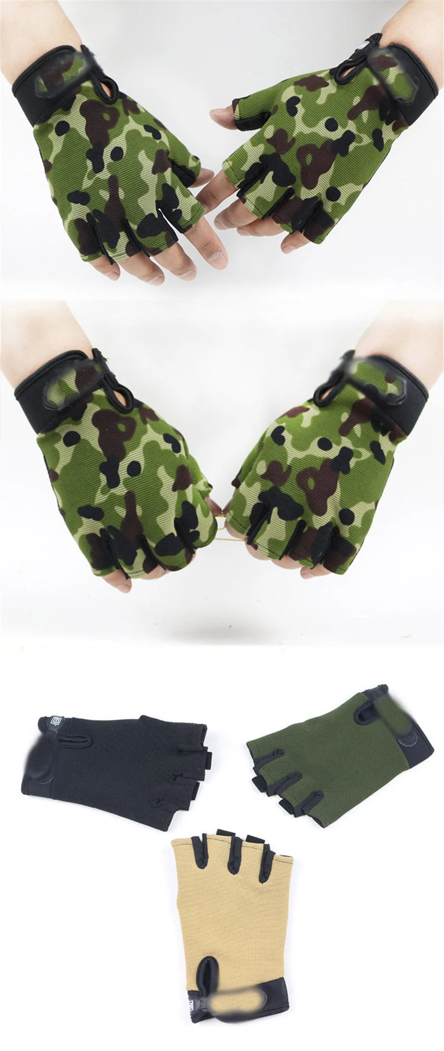 Anti-slip Camouflage Fingerless Fishing Gloves Man (7)