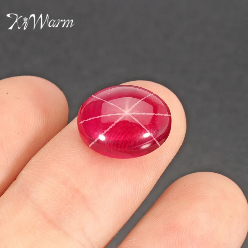 KiWarm Горячее предложение 7CT искусственный Красная звезда Рубин овальный кабошон свободный камень драгоценный камень для рукоделия ювелирные изделия браслеты кольца 10 мм x 12 мм