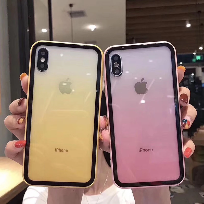 

Gradient Tempered Glass Matte Case For iphone 6 6S 7 8 Plus on the For iphone X XS XR XS Max Phone Cases Cover Protective Fundas