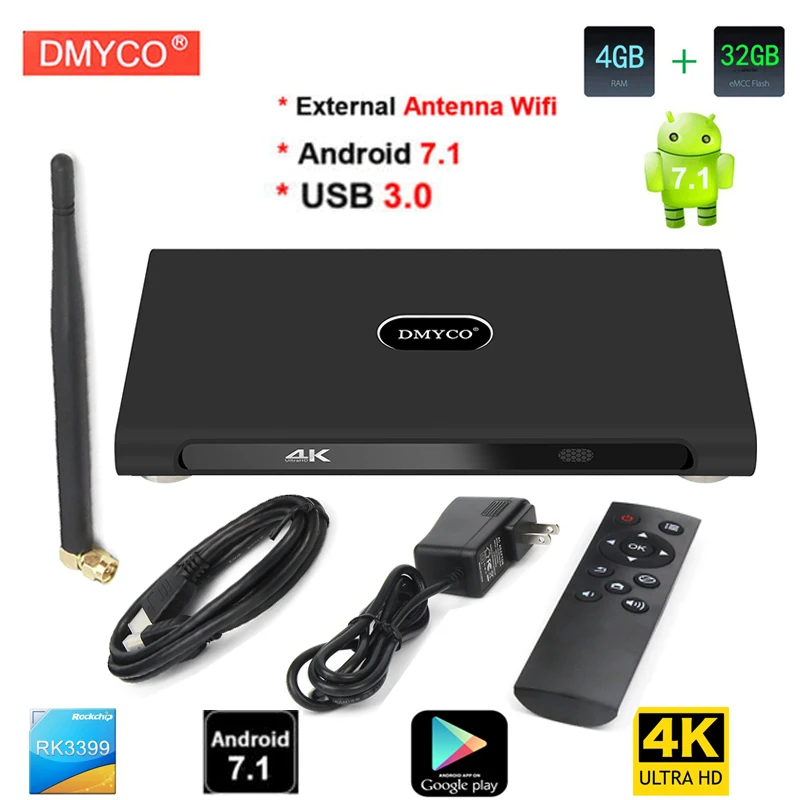 

smart tv box android 7.1 K10 Plus RK3399 Dual-core M65+ 4G+32G Media Player PK H96 Max Media Player support portugal Europe iptv