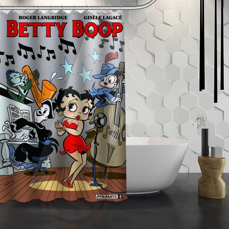 Лидер продаж пользовательские Betty Boop душ Шторы Водонепроницаемый Ткань душ Шторы для Ванная комната F# y1-17 - Цвет: Темно-серый