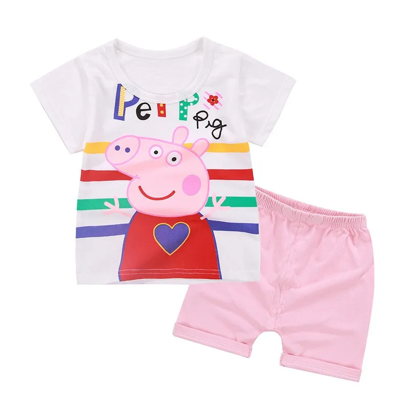 

2PCS Kid Clothes Baby Boy Girl Clothes Toddler Girls Summer Clothing Set 2018 Kids Cute Cotton Cartoon Clothes Suit