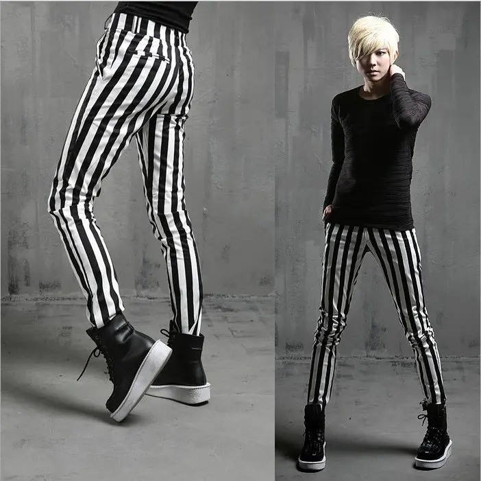 two tone black and white pants