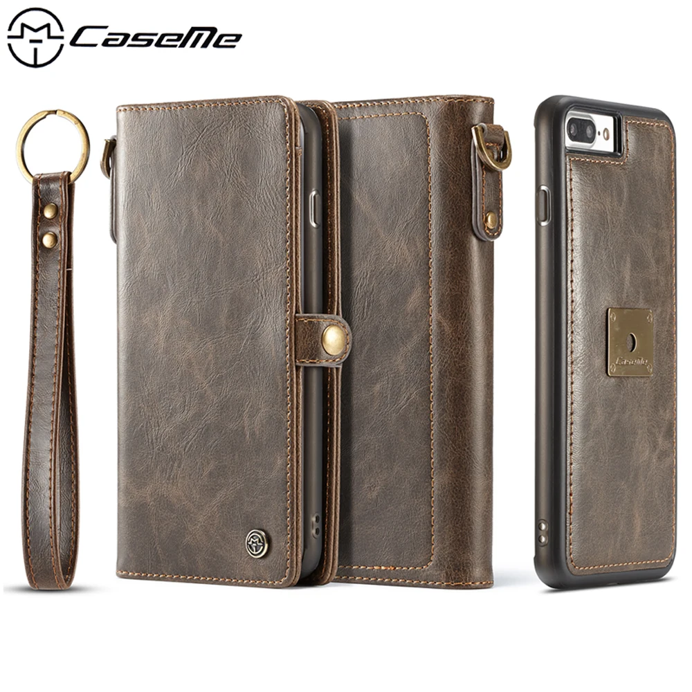 

Lanyard Phone Bags Cases For iPhone 8 Plus 7 Plus 8Plus 7Plus Luxury PU Leather Case Wallet Card Pocket Magnetic TPU Back Cover