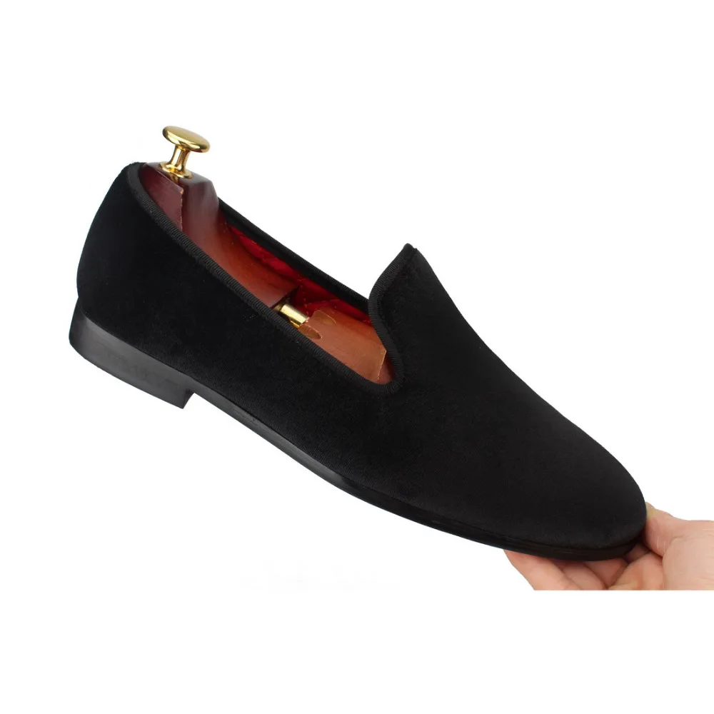 Men Loafers black Velvet Dress shoes (11)